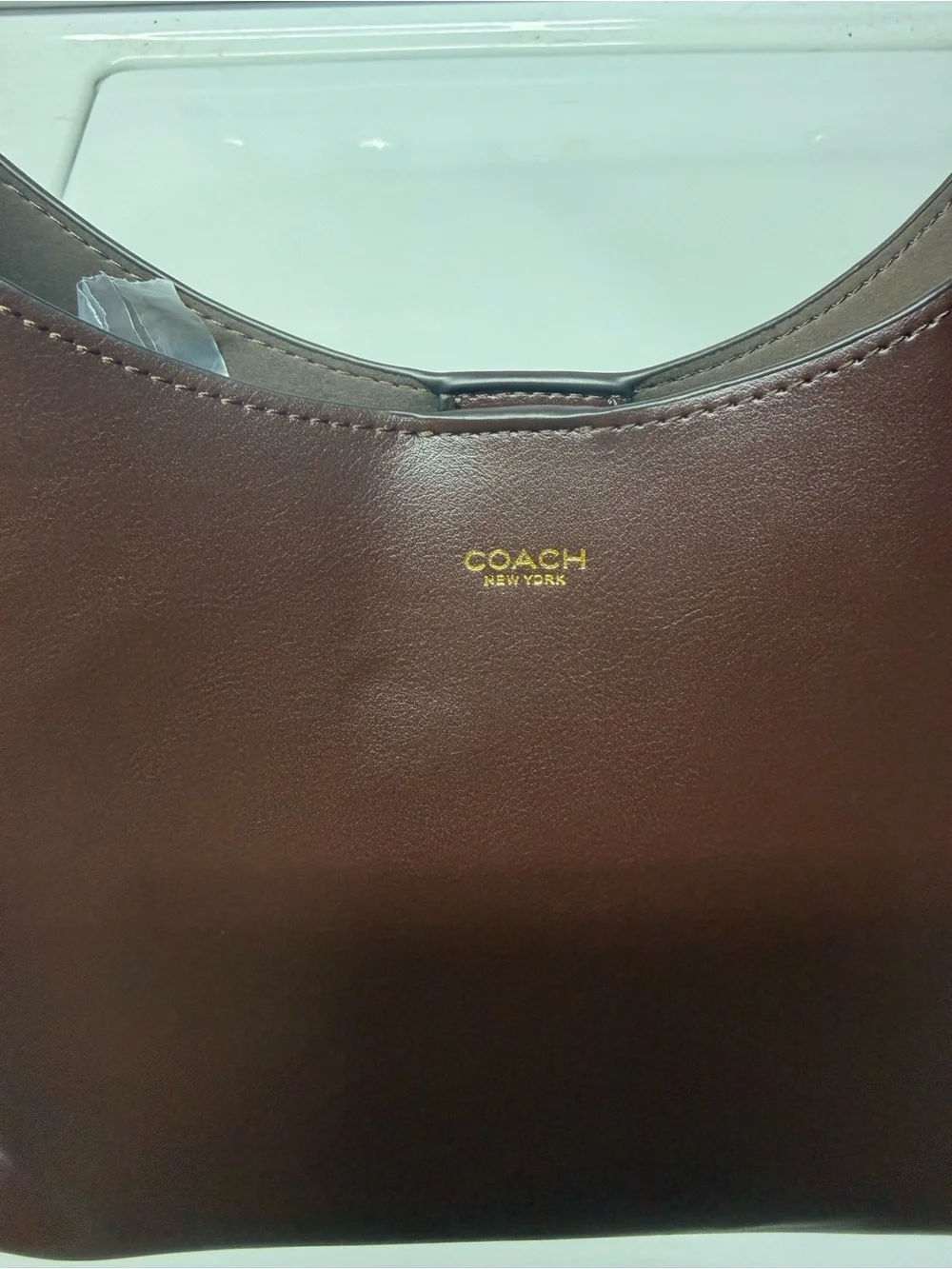 Coach Dark Brown Leather Shoulder Hobo with Gold Logo